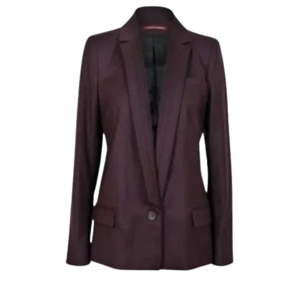 Vintage Comptoir des Cotonniers Noofy Longline Purple Plum Wool-Blend Blazer - Picture 1 of 16